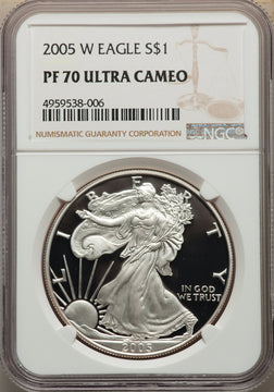 2005-W S$1 Silver Eagle NGC PF70