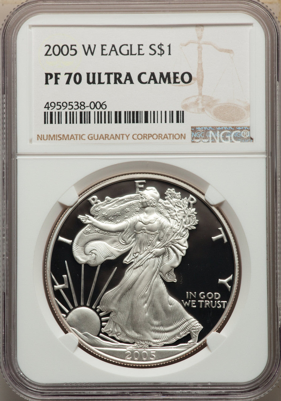 2005-W S$1 Silver Eagle NGC PF70