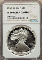 1990-S S$1 Silver Eagle NGC PF70