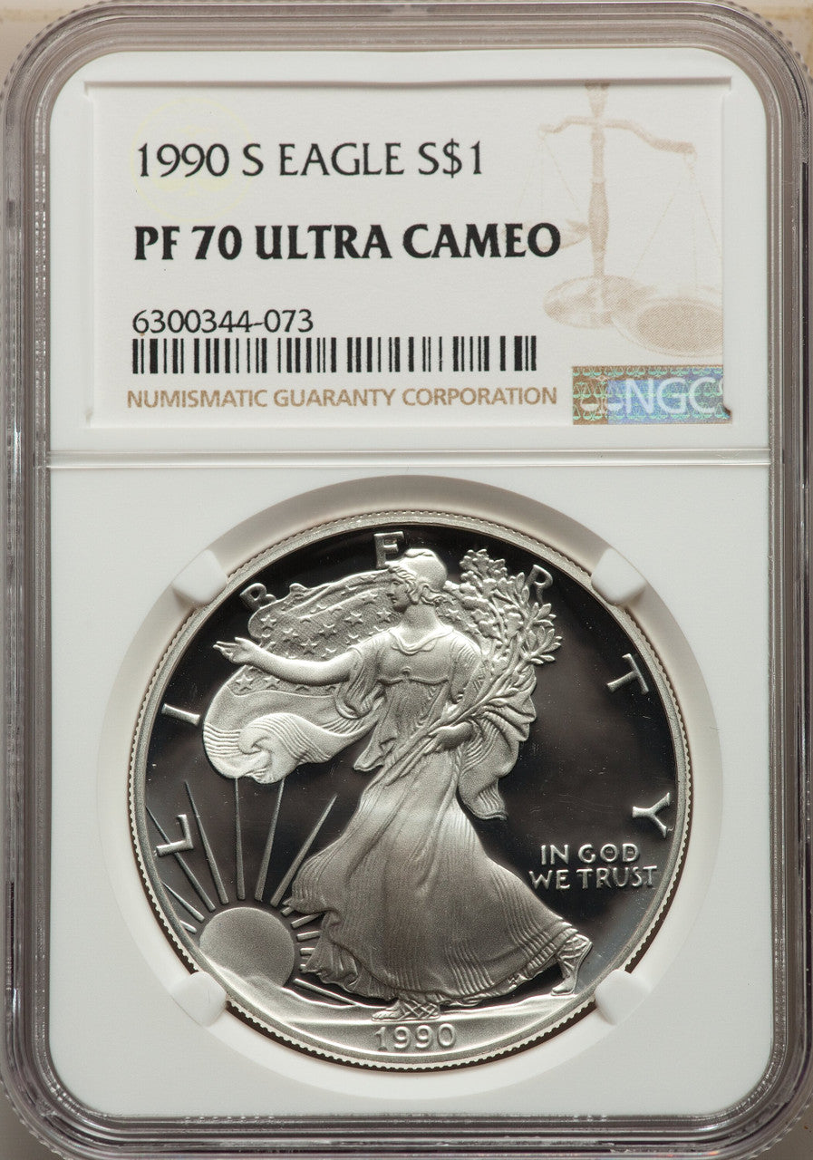 1990-S S$1 Silver Eagle NGC PF70