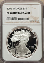 2005-W S$1 Silver Eagle NGC PF70