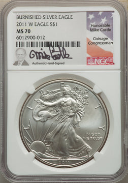 2011-W S$1 Silver Eagle Burnished SP Modern Bullion Coins NGC MS70