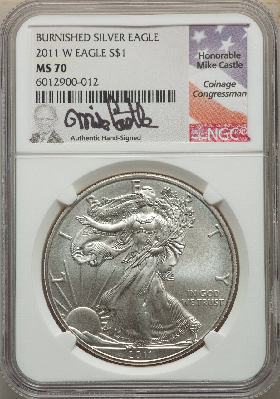 2011-W S$1 Silver Eagle Burnished SP Modern Bullion Coins NGC MS70