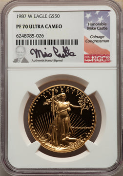 1987-W $50 One-Ounce Gold Eagle NGC PF70