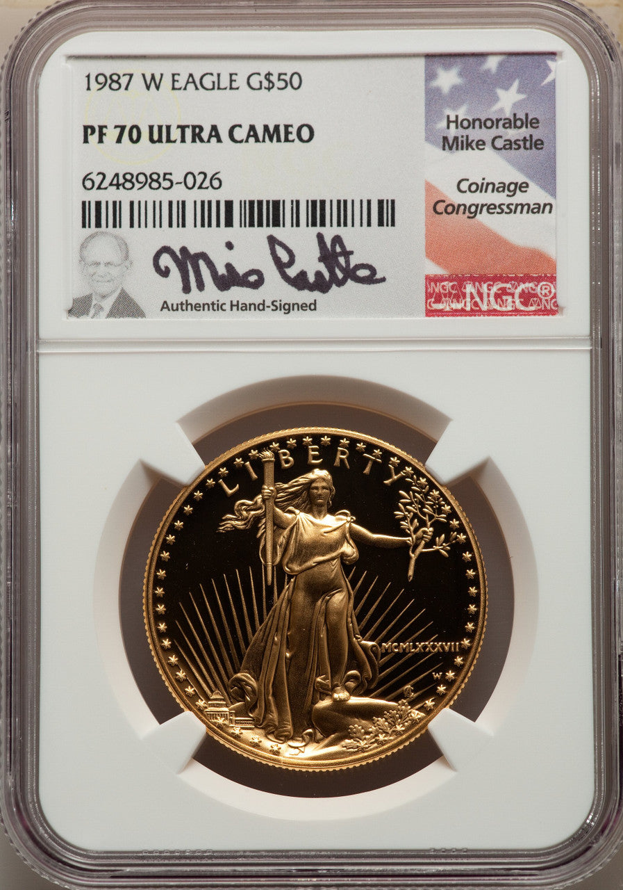 1987-W $50 One-Ounce Gold Eagle NGC PF70