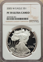 2005-W S$1 Silver Eagle NGC PF70