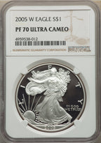 2005-W S$1 Silver Eagle NGC PF70