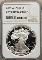 2005-W S$1 Silver Eagle NGC PF70