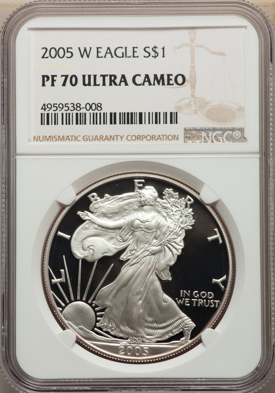 2005-W S$1 Silver Eagle NGC PF70