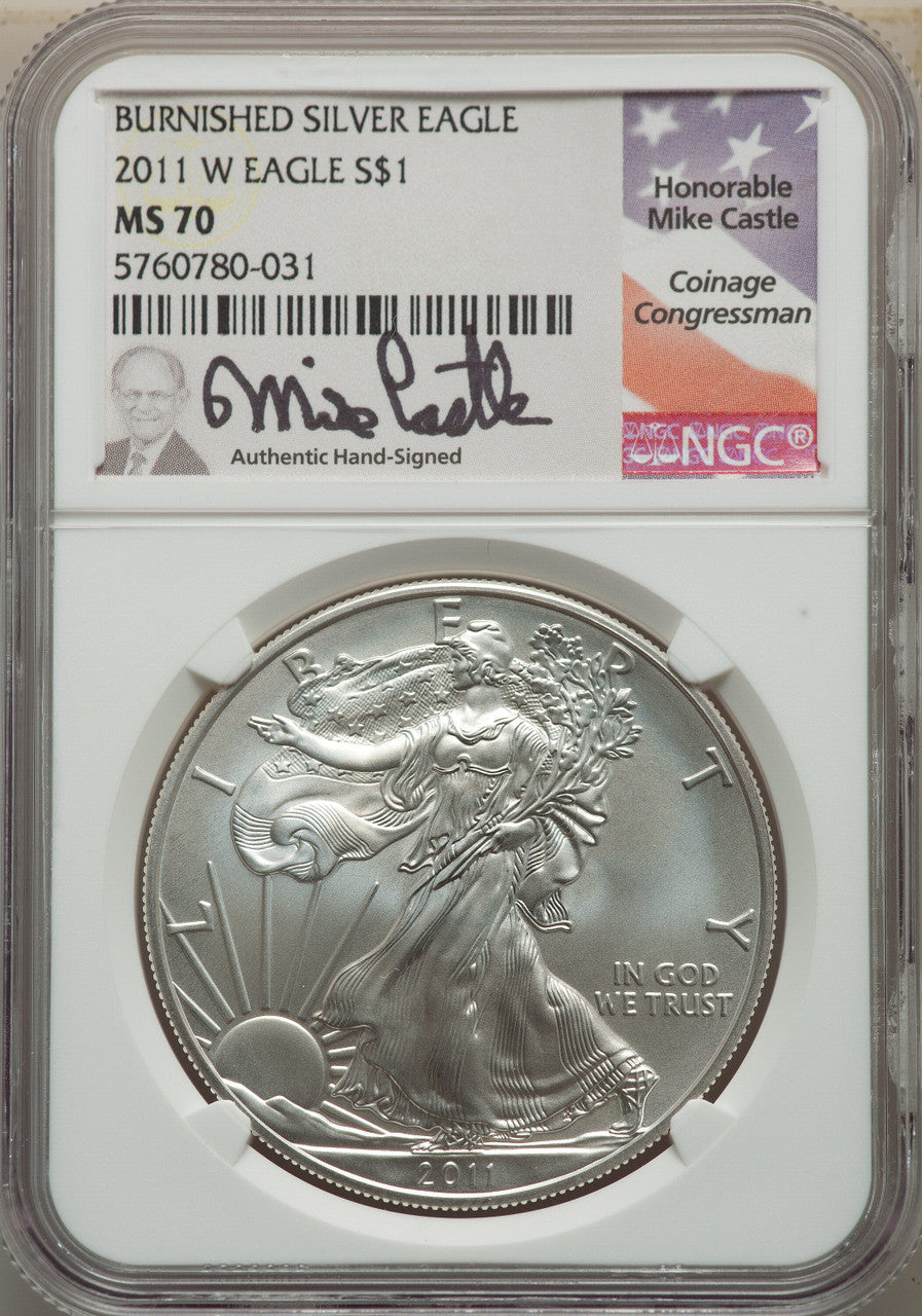 2011-W S$1 Silver Eagle Burnished SP NGC MS70