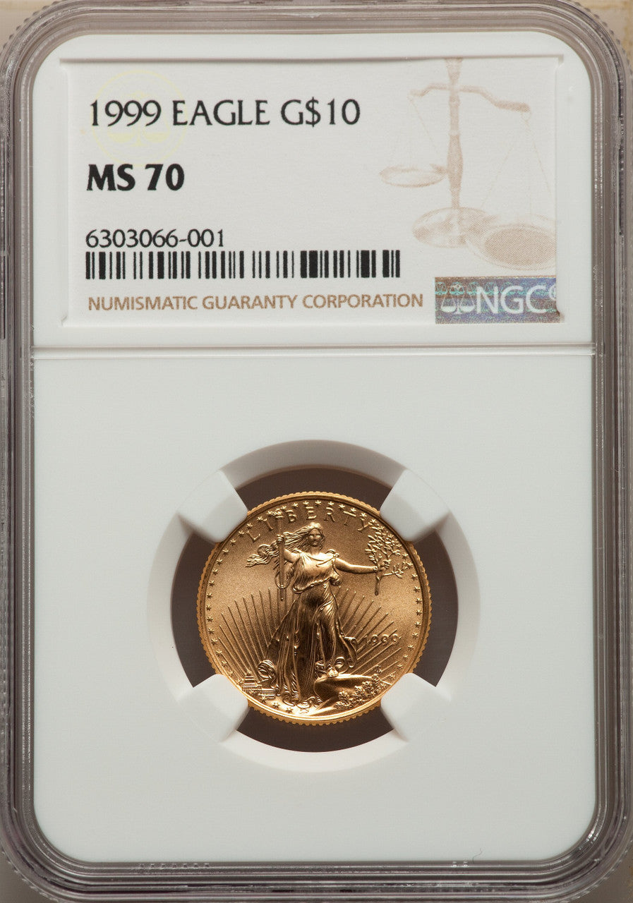 1999 $10 Quarter-Ounce Gold Eagle NGC MS70