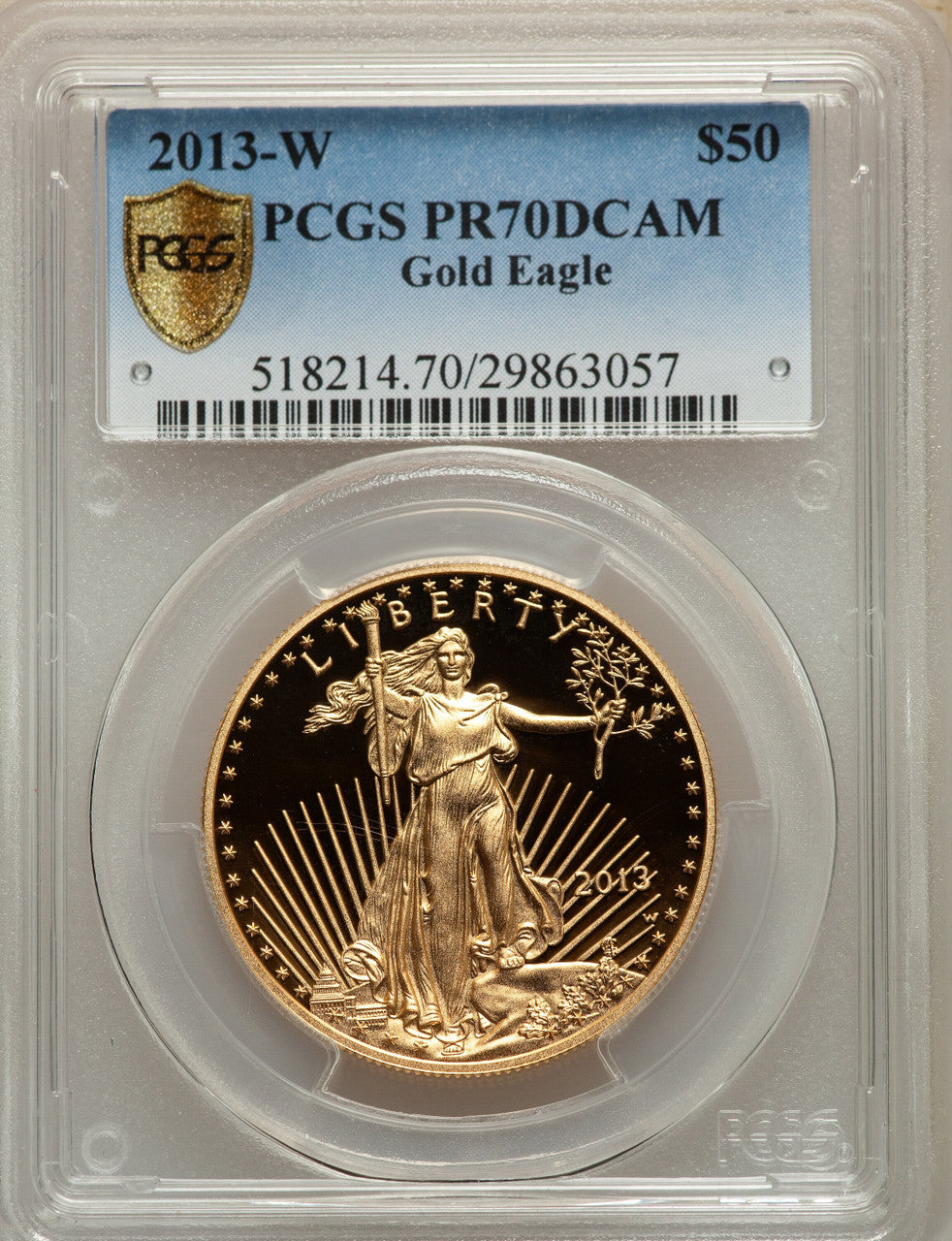 2013-W $50 One-Ounce Gold Eagle PCGS PR70