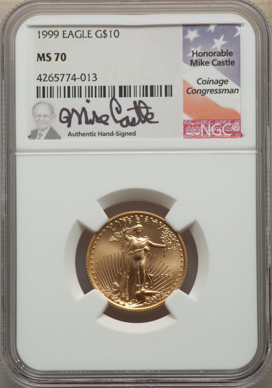1999 $10 Quarter-Ounce Gold Eagle NGC MS70