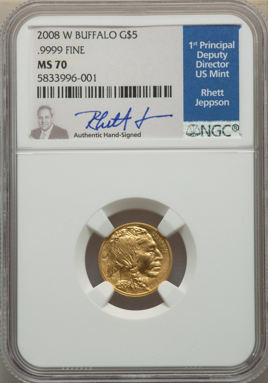 2008-W $5 Tenth-Ounce Gold Buffalo .9999 Fine Gold SP Modern Bullion Coins NGC MS70