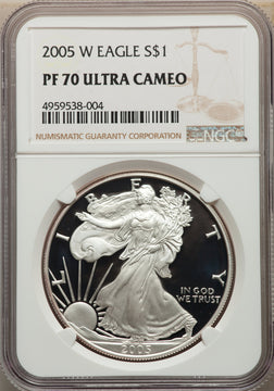 2005-W S$1 Silver Eagle NGC PF70