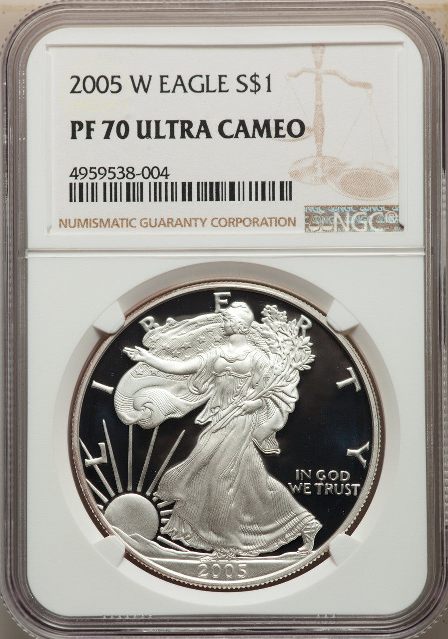 2005-W S$1 Silver Eagle NGC PF70