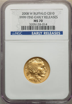 2008-W $10 Buffalo Quarter-Ounce Gold First Strike SP Modern Bullion Coins NGC MS70
