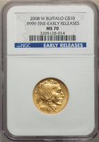 2008-W $10 Buffalo Quarter-Ounce Gold First Strike SP Modern Bullion Coins NGC MS70