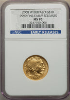 2008-W $10 Buffalo Quarter-Ounce Gold First Strike SP Modern Bullion Coins NGC MS70
