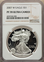 2007-W S$1 Silver Eagle NGC PF70