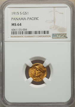 1915-S G$1 PAN-PAC Gold Dollar Commemorative Gold NGC MS64