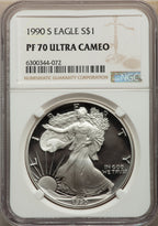 1990-S S$1 Silver Eagle NGC PF70
