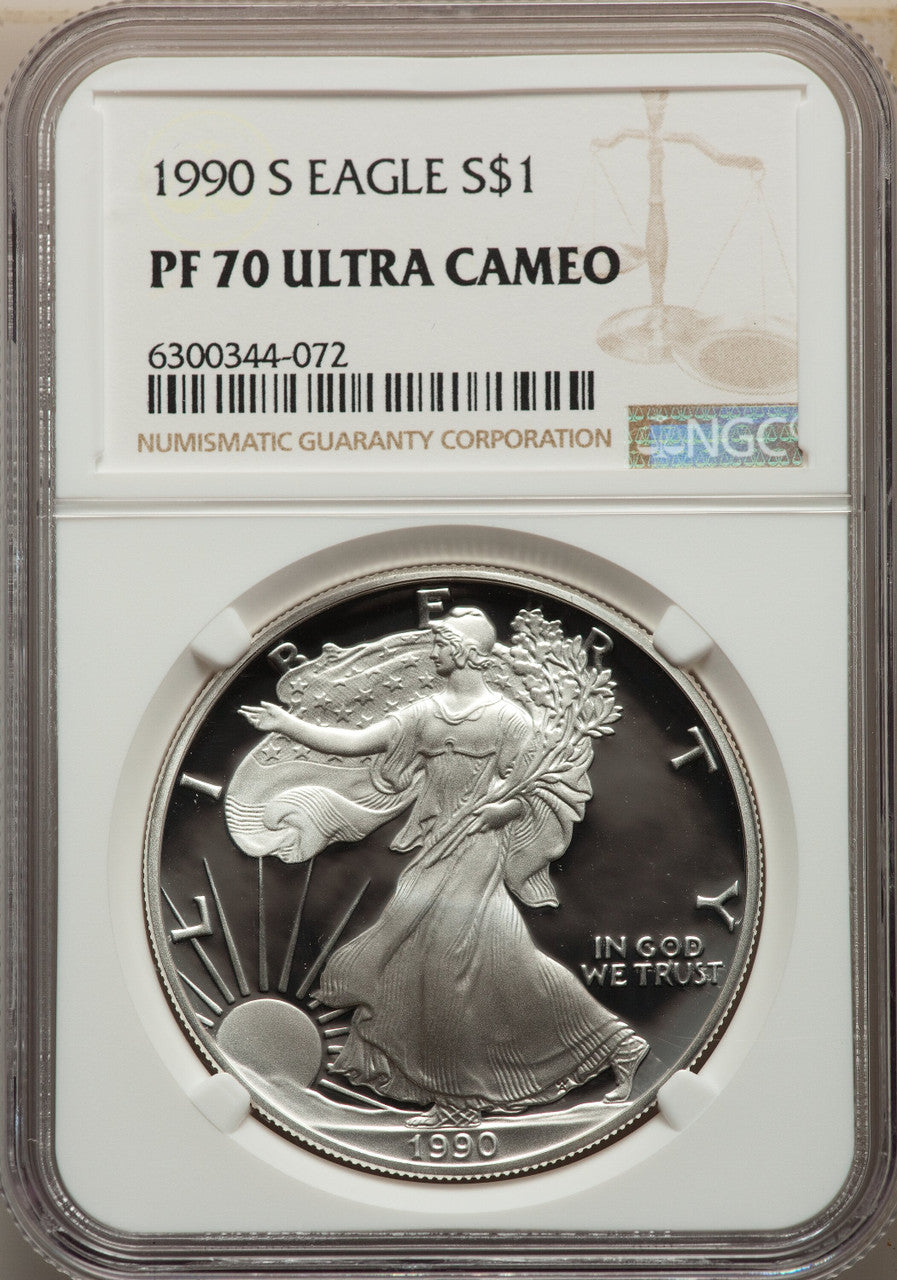 1990-S S$1 Silver Eagle NGC PF70