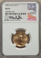 1999 $10 Quarter-Ounce Gold Eagle NGC MS70