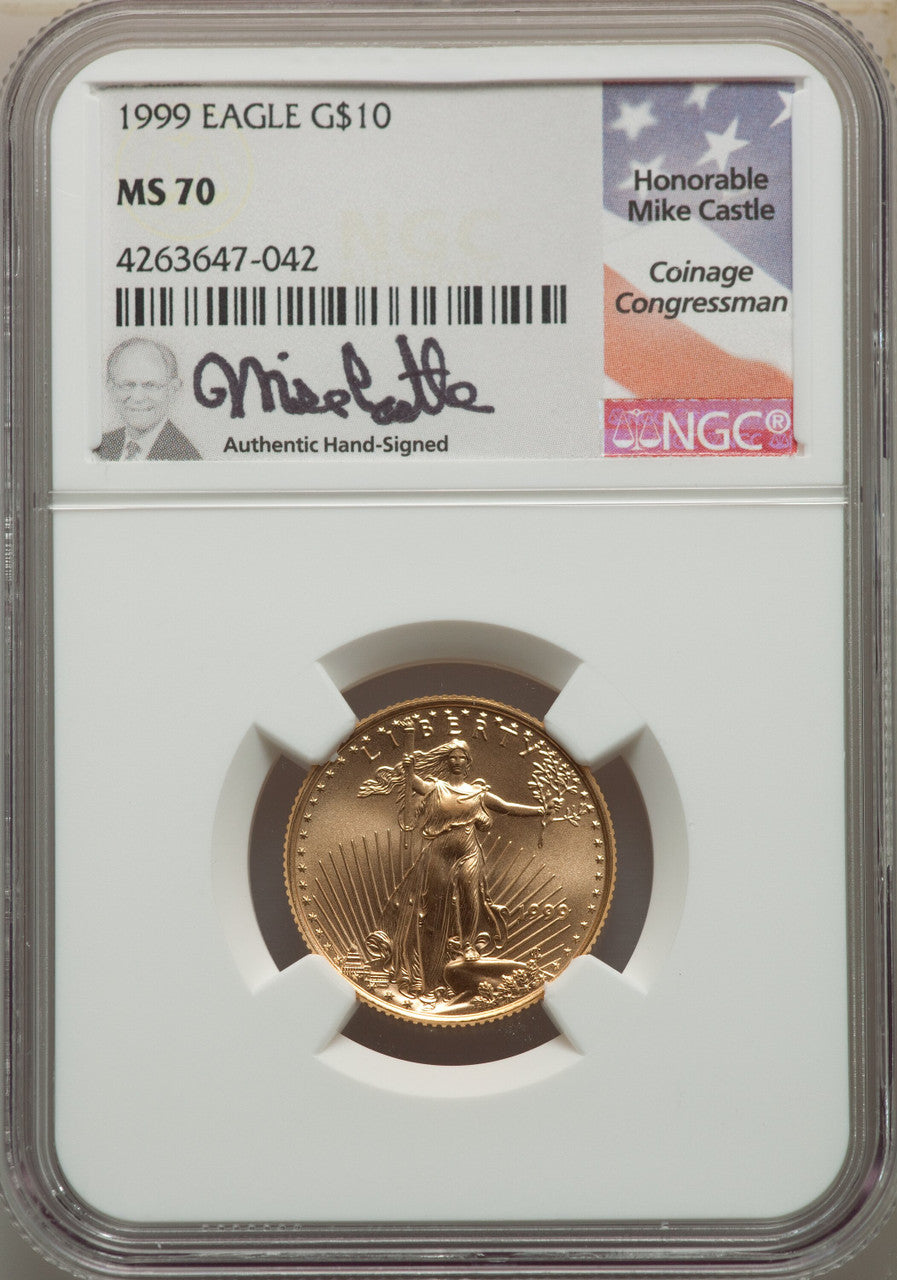 1999 $10 Quarter-Ounce Gold Eagle NGC MS70