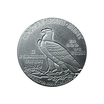1/4 OZ SILVER ROUND INCUSE INDIAN DESIGN GOLDEN STATE MINT