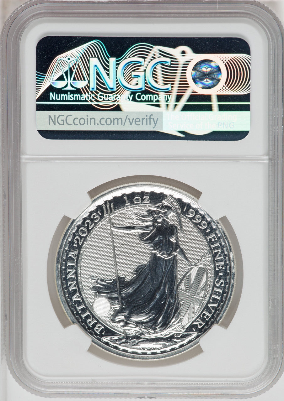 2023 Silver Britannia 1 oz G.Britain 2P Final Effigy Queen Elizabeth II NGC MS70