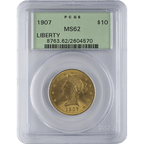 Ten Dollar U.S. GOLD LIBERTY PCGS62