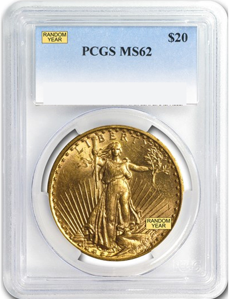 Random Date 1908-1932 Saint-Gaudens (With Motto) $20 Gold Double Eagle PCGS MS62