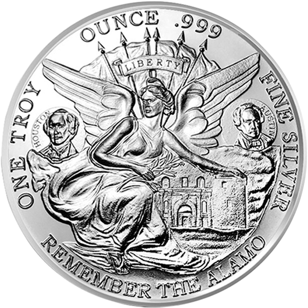 1 oz Silver Texas Round Centennial Remember the Alamo