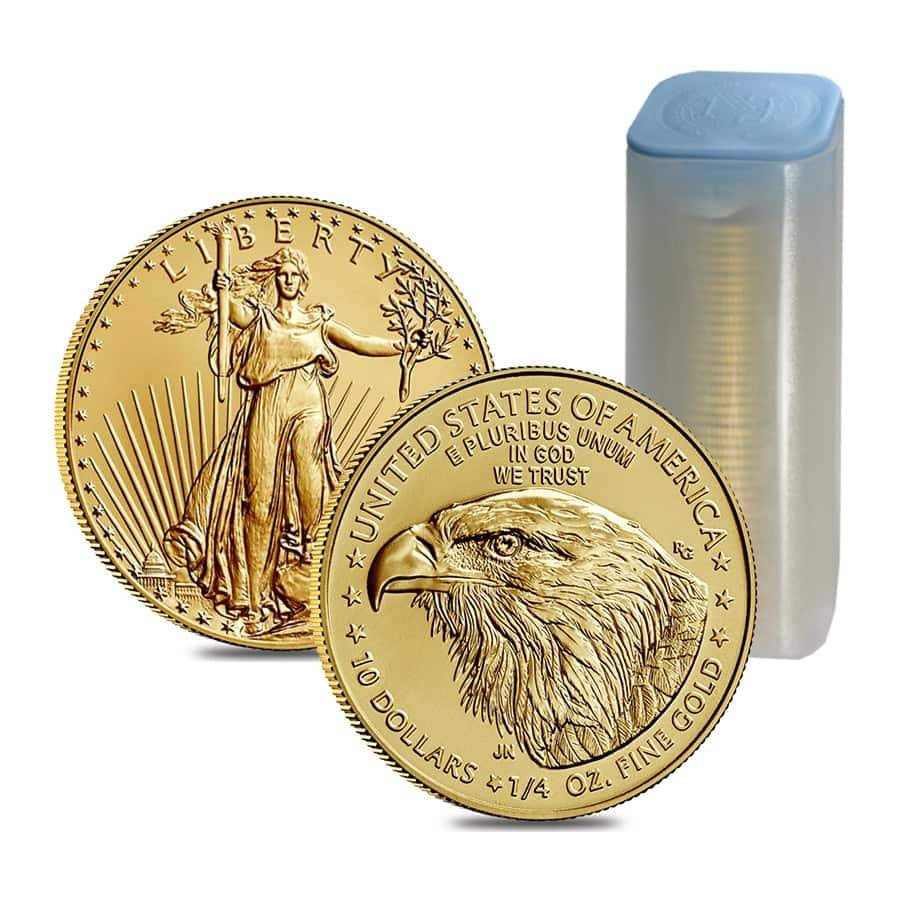 2021 Tube 1/4 oz American Gold Eagles BU Type 2 (40 Coins)