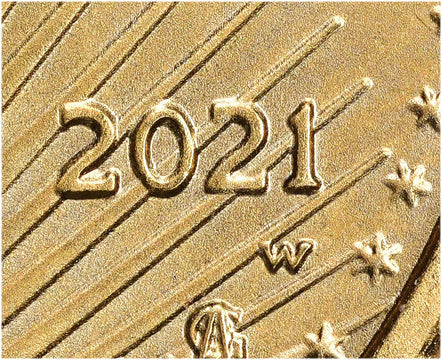 2021-W $10 Quarter-Ounce Gold American Eagle Type 2 Unfinished Proof Dies NGC MS70