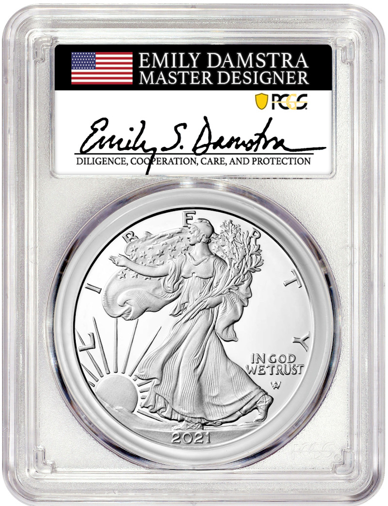 2021-W T-2 American Silver Eagle Pcgs Pr70Dcam Emily Damstra Signed | Lcr Coin