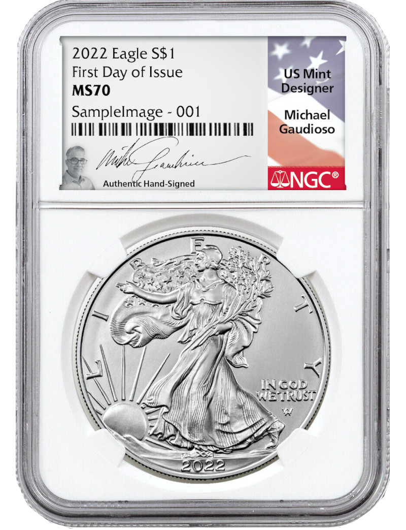 2022 American Silver Eagle Ngc Fdi Ms70 Michael Gaudioso Signed | By LCR Coin