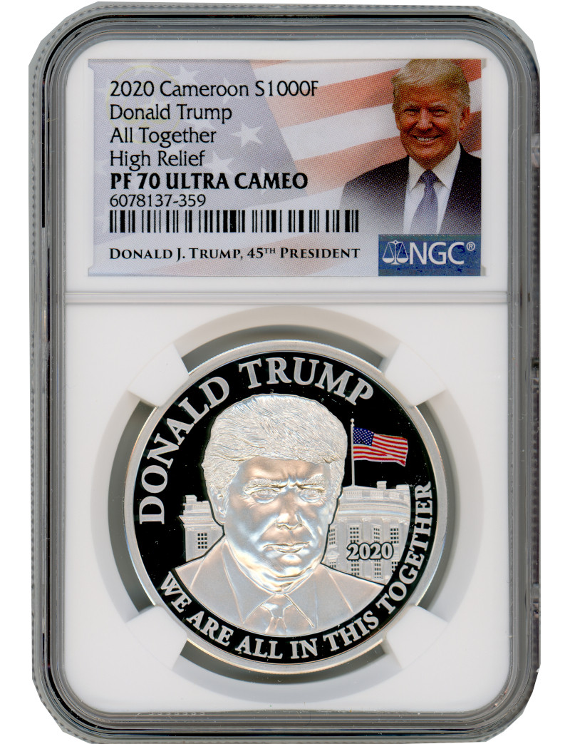 2020 Silver 1 Oz Donald Trump High Relief All Together Ngc Pf70 Ultra Cameo Coin | Lcr Coin